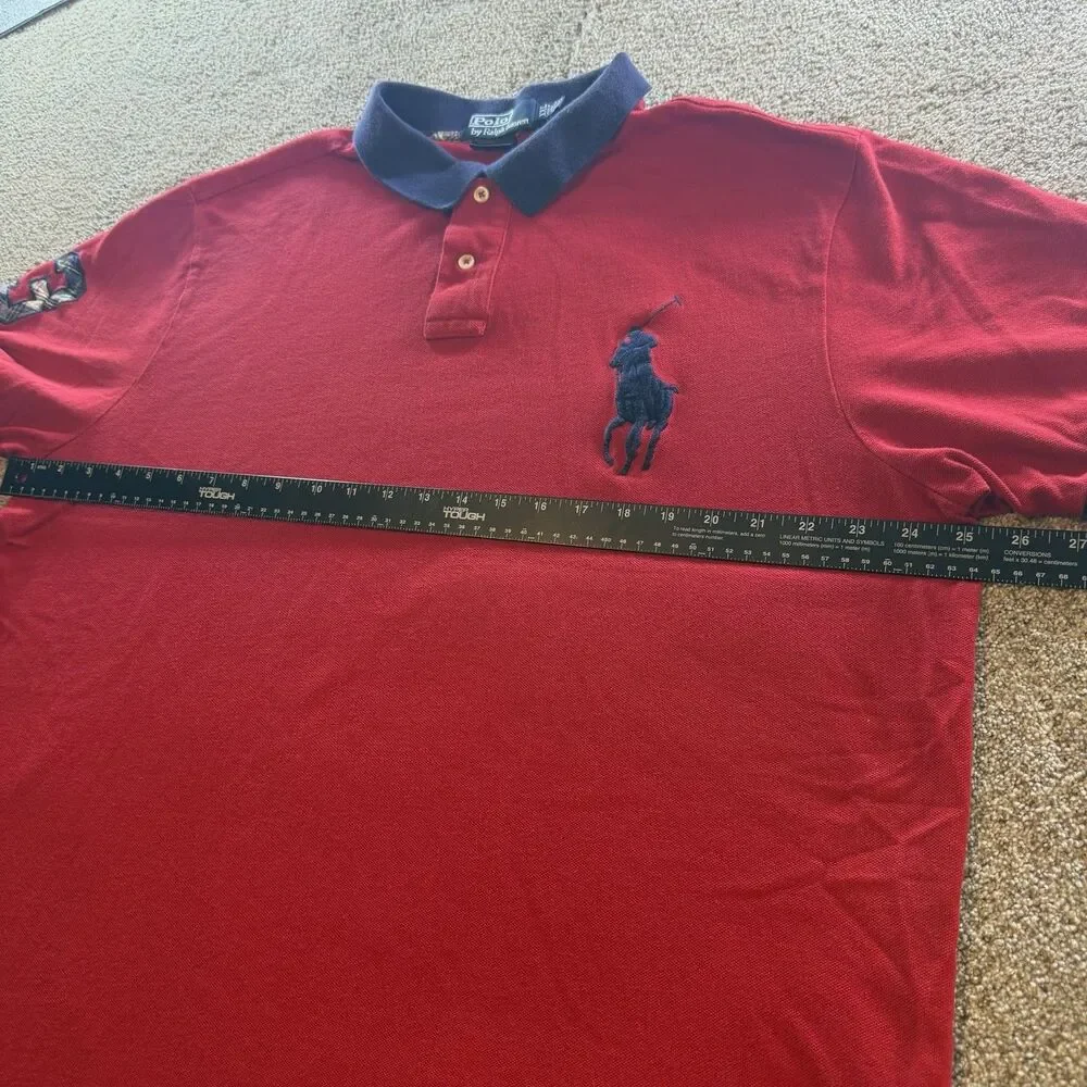 Polo Ralph Lauren Big Pony Men's XXL Solid Red/Blue Short Sleeve Polo Shirt READ